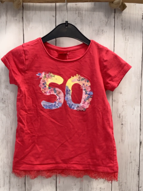 S´Oliver  T-Shirt  Gr. 92  rot Schrift mit Blumen 