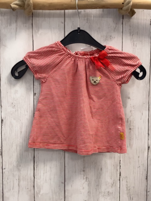 Steiff  T-Shirt  Gr. 74  rot weiße Streifen Schleife 