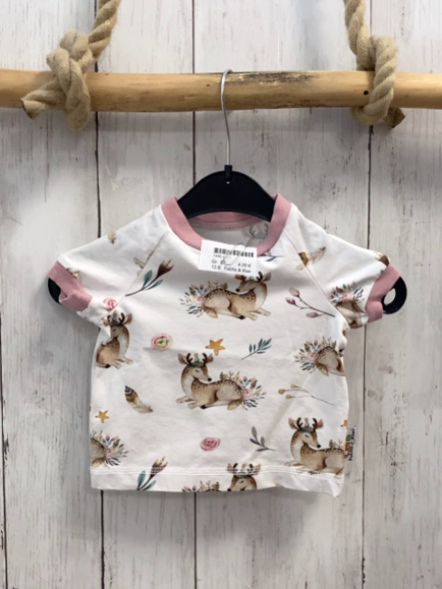 Fuchs & Kiwi  T-Shirt  Gr. 62  weiß Rehe rosa Bund 