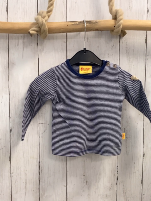 Steiff  Langarmshirt  Gr. 68  blau graue Streifen 