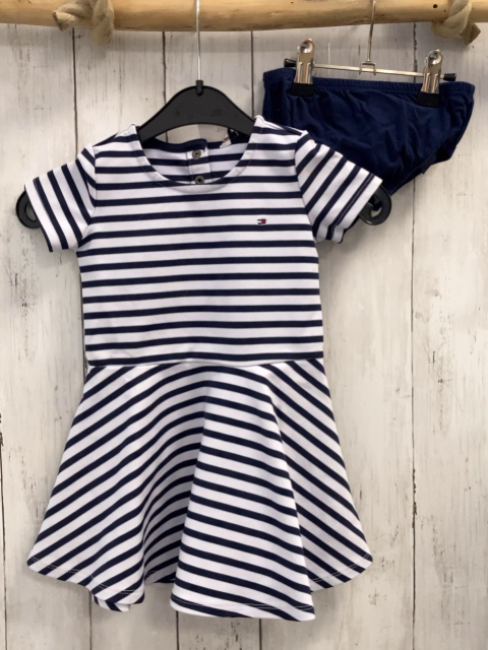 2tlg Tommy Hilfiger  Kleid + Höschen  Gr. 92  weiß blaue Streifen + blau 