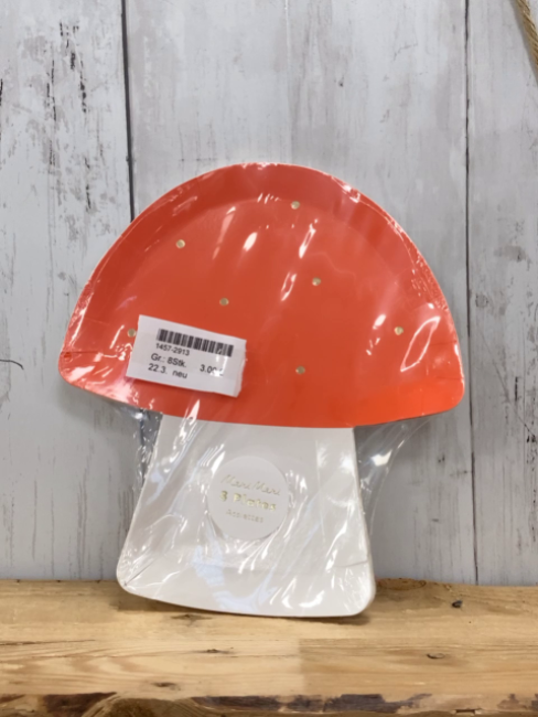 neu 8 Pappteller   rot weiß Pilz