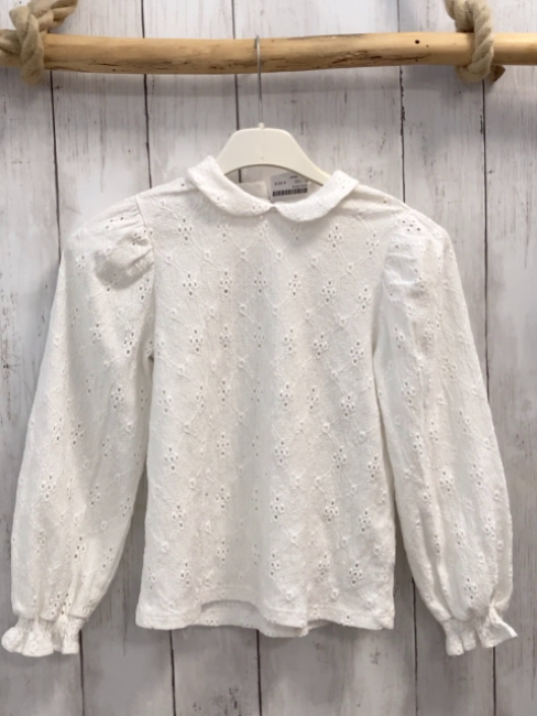 next Bluse Gr. 122  weiß Lochmuster