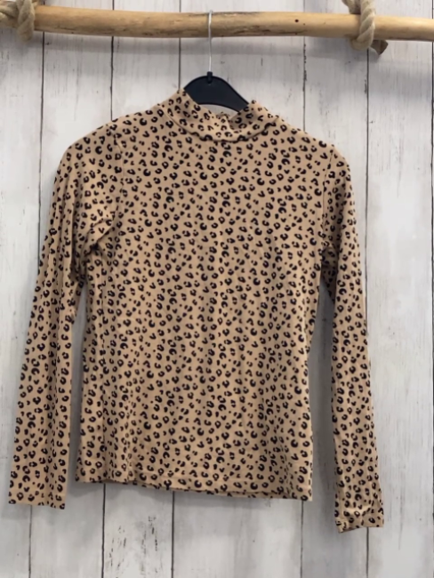 H&M  Langarmshirt  Gr. 134/140  sand schwarzer leoprint 