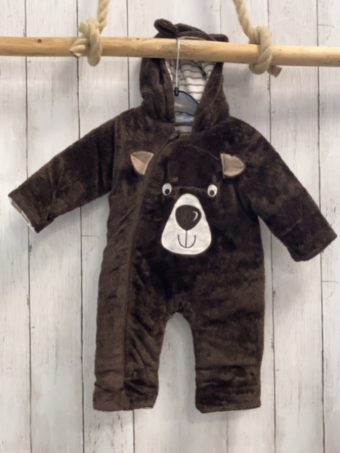   Plüschoverall Gr. 56  braun Kapuze mit Ohren Bärengesicht 