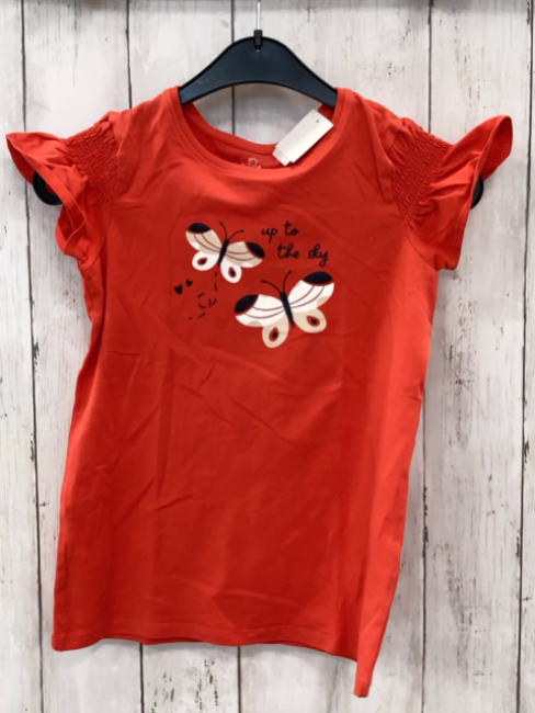  T-Shirt Gr. 128  rot Schmetterlinge