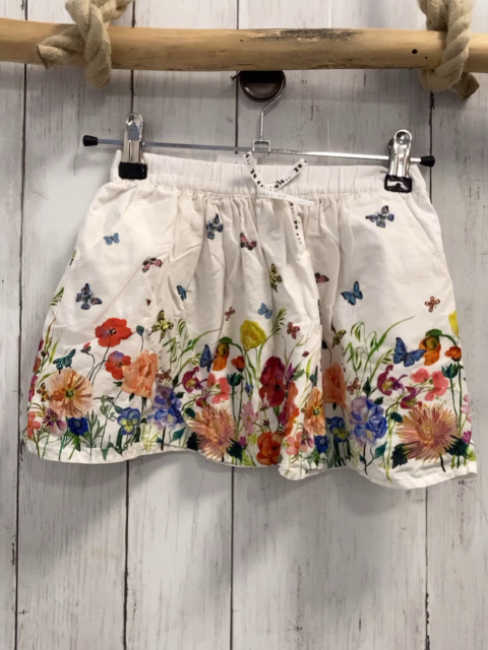 H&M  Rock Gr. 92  weiß bunte Blumen Schmetterlinge 