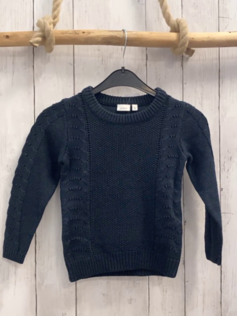 Name it  Pullover  Gr. 104  blau Strick Struktur + Lochmuster 