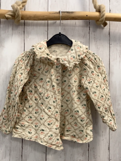 H&M  Bluse  Gr. 92  creme Blumen braune Blätter 