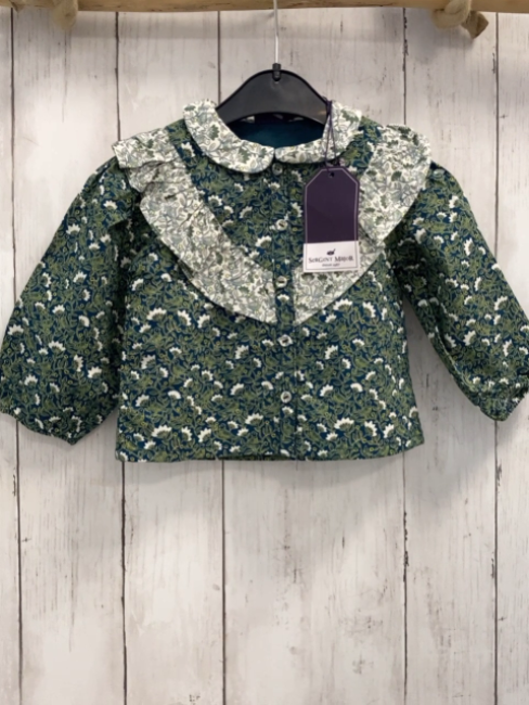 Sergent Major  Bluse  Gr. 74  petrol grün weiß + Blumen + Vögel NP 22,99 € 