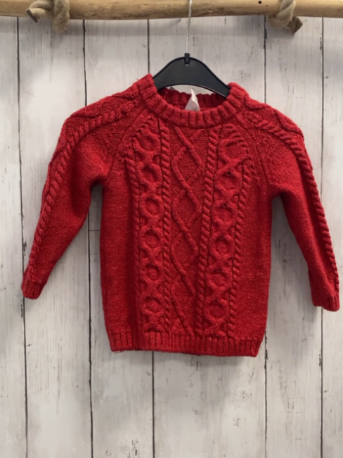H&M  Pullover  Gr. 80  rot Strick Zöpfe 