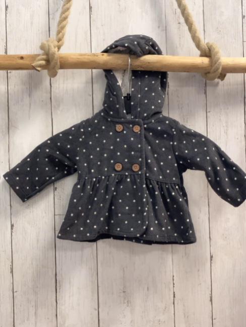 Carter´s  Fleecejacke  Gr. 68  grau weiße Pukte weißes Plüschfutter 