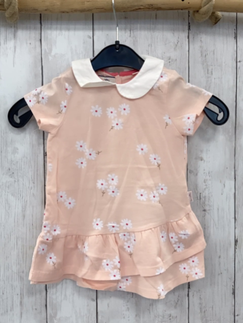 Sanetta  Kleid  Gr. 68  apricot weiße Blumen weißer Kragen 