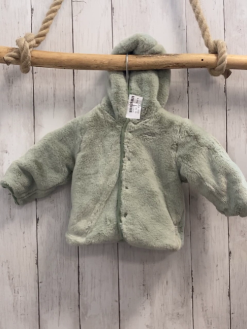 feetje Wendejacke Gr. 62  mint Plüsch + weiß Tiere Blätter