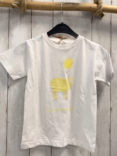 neu  T-Shirt  Gr. 110  weiß gelbes Schaf Schrift 