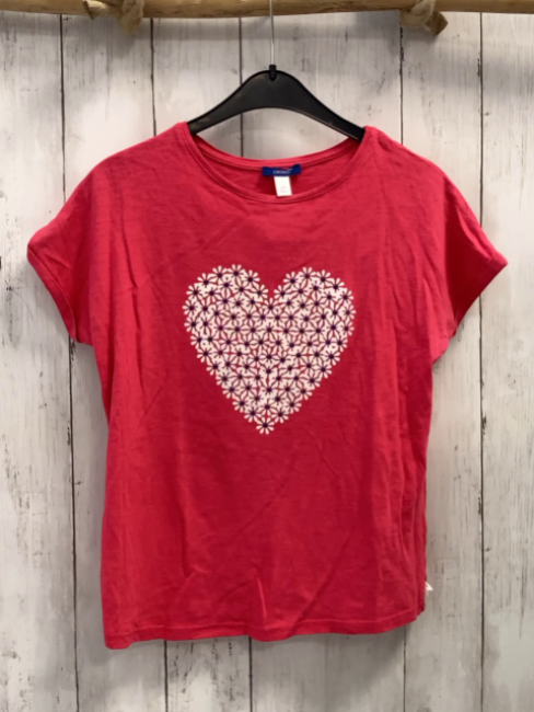 Okaidi T-Shirt Gr. 152  pink weiß blau Blumen Glitzer