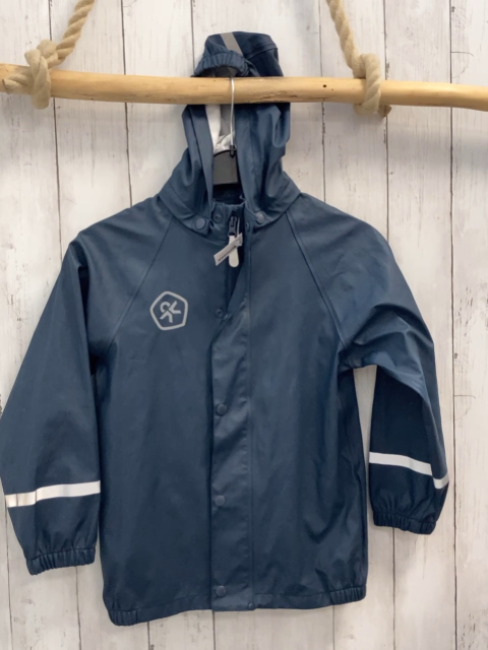  Regenjacke Gr. 122  blau gummiert
