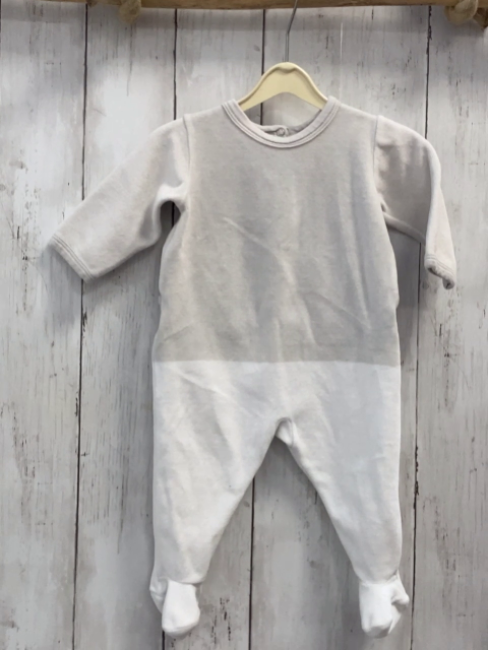 Petit Bateau  Schlafanzug  Gr. 68  hellgrau weiß Nicky 