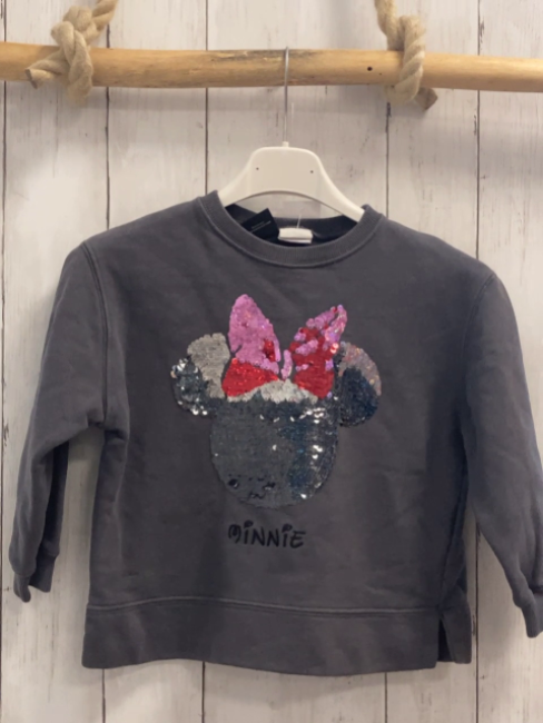 Zara  Pullover  Gr. 116  grau Minnie Mouse mit Pailetten