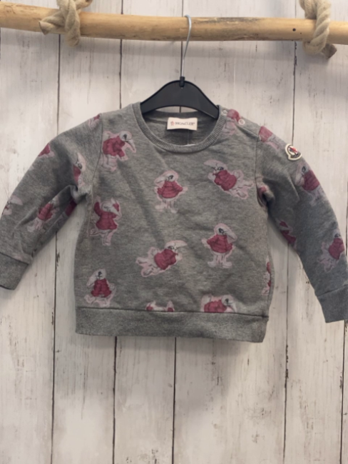 Moncler  Pullover  Gr. 86  grau hellgraue Vögel mit rotem Pulli 