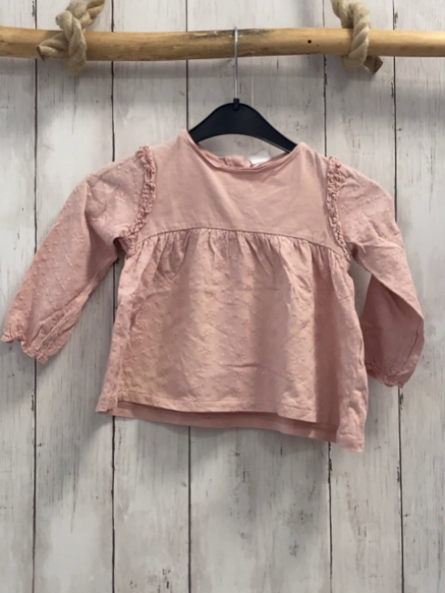 Zara  Langarmshirt  Gr. 92  rosa bestickt Rüschen 