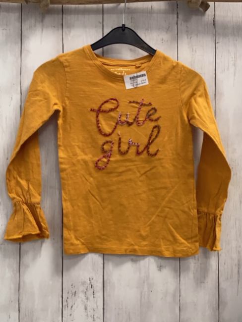Lemon Beret  Langarmshirt  Gr. 110  mais Schrift mit Perlen 