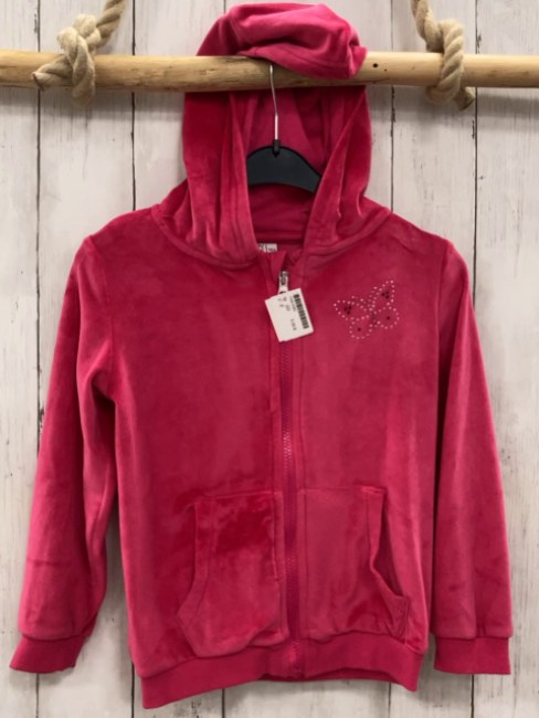   Nickyjacke  Gr. 122  pink Kapuze Schmetterling aus Steinen 