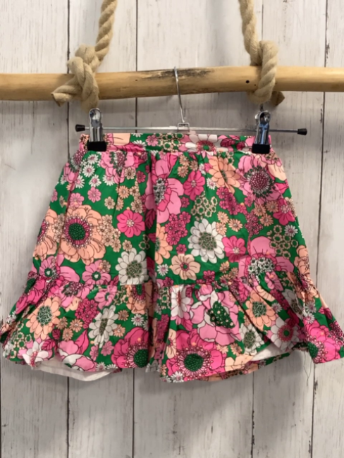   Rock  Gr. 116  grün rosa pink lachs weiße Blumen 