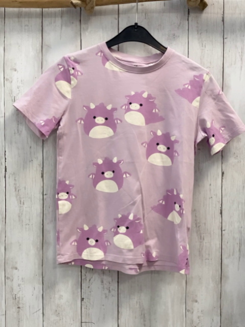 H&M  T-Shirt  Gr. 134  lavendel runde Tiere mit weißen Hörnern 