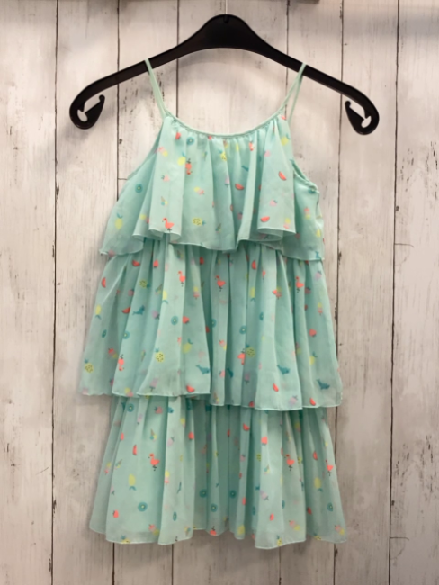 H&M  Kleid  Gr. 128  mint Rüschen kleine Bilder 
