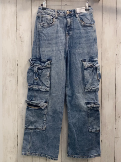   Hose  Gr. 146  blau Jeans aufgesetzte Taschen Bund verstellbar 