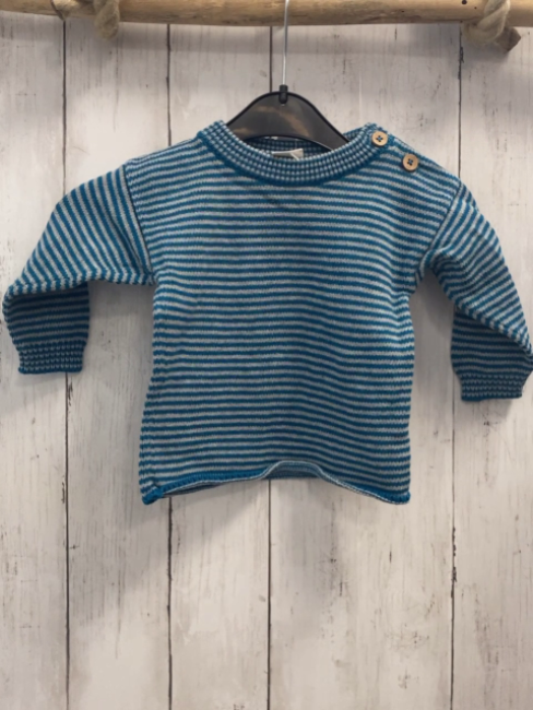 Alana  Pullover  Gr. 74  türkis hellgraue Streifen Strick