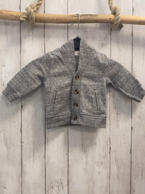 H&M  Sweatjacke  Gr. 68  hellgau braune Aufnäher an den Ellenbogen 