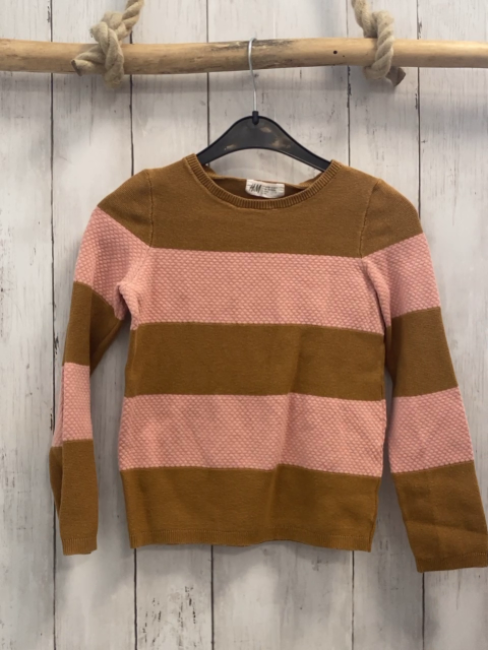 H&M Pullover  Gr. 122/128  ocker rosa Streifen Strick 