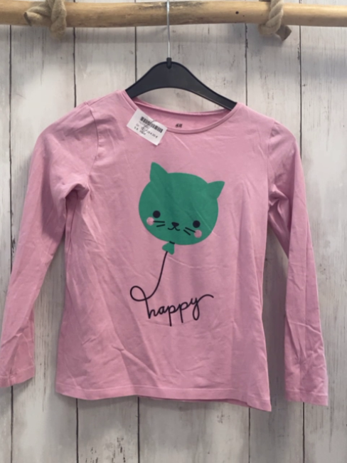 H&M  Langarmshirt  Gr. 122/128  rosa grüner Katzenkopfballon 