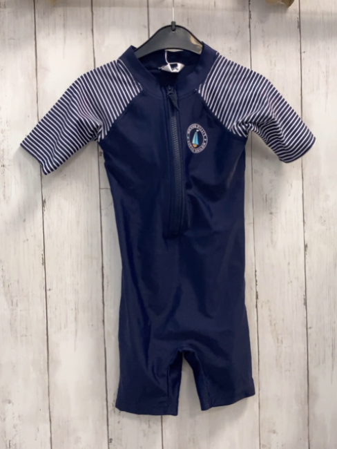   UV-Schutzoverall Gr. 104  blau + blau weiß gestreifte Ärmel 