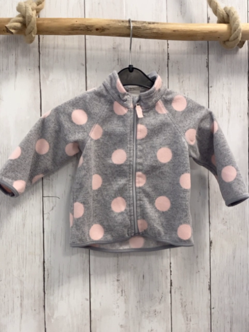 H&M Fleecejacke Gr. 68  grau rosa Punkte