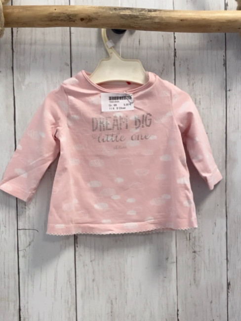 S´Oliver Langarmshirt Gr. 68  rosa Wolken silber Schrift