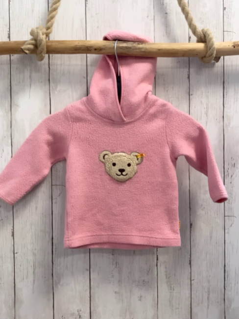 Steiff Pullover Gr. 80  rosa Fleece Kapuze Bärenkopf
