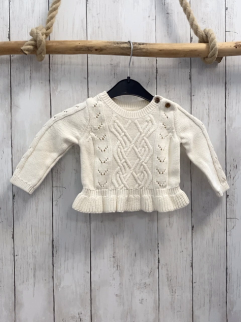 Gap Pullover Gr. 68  weiß Strick Zöpfe