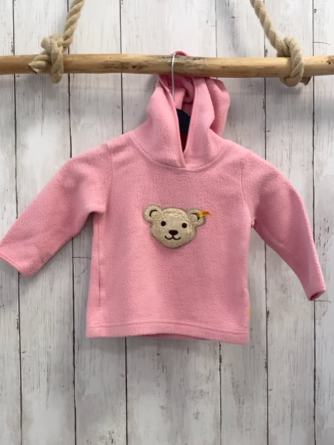 Steiff Pullover Gr. 80  pink Fleece Kapuze Bärenkopf