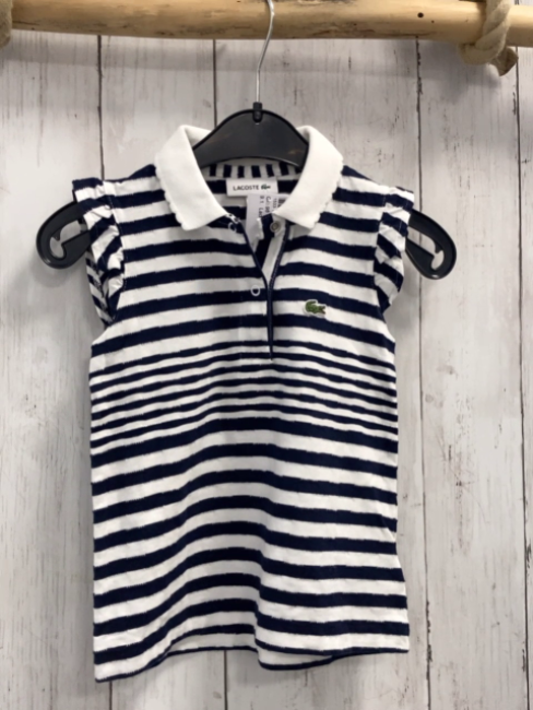 Lacoste  T-Shirt  Gr. 98  blau weiße Streifen weißer Kragen 