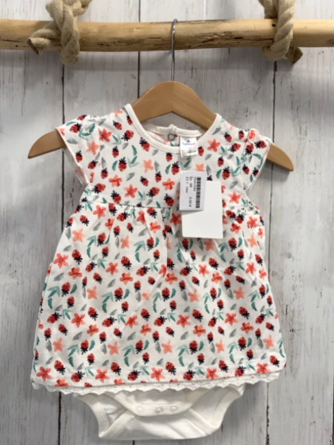 neu  Kleid  Gr. 68  weiß Blumen Erdbeeren Bodyunterteil 