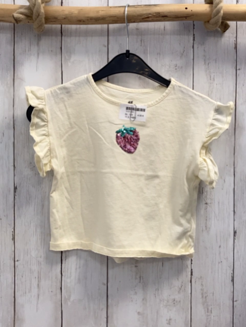 H&M T-Shirt Gr. 110  gelb Pailettenerdbeere
