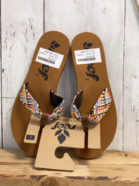 neu Reef Flip Flops Gr. 37,5  braun bunter Riemen