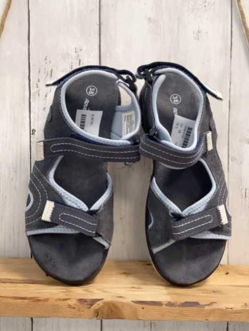  Sandalen Gr. 38  grau Wildleder hellblauer Bund