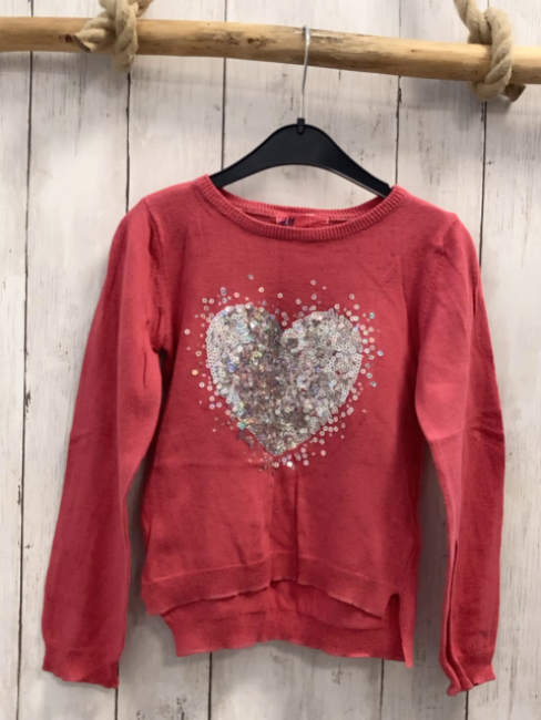 H&M Pullover Gr. 110  pink Strick Pailettenherz