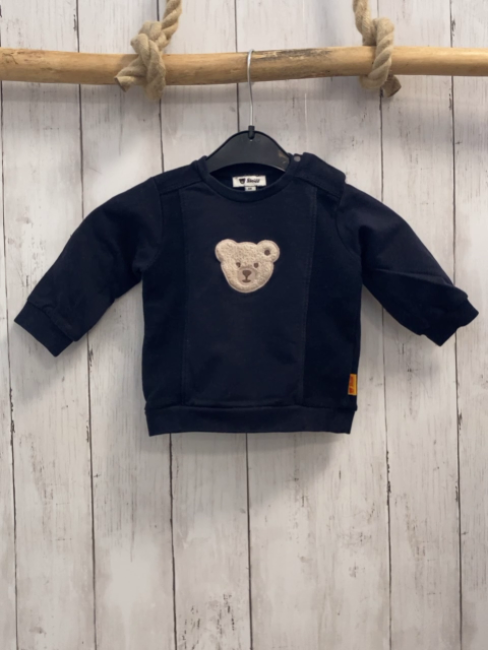 Steiff  Pullover  Gr. 68  blau Plüschbärenkopf 