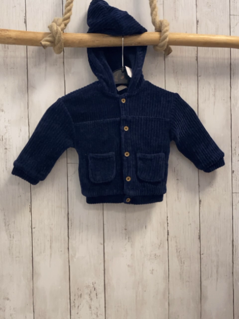Noppies  Nickyjacke  Gr. 74  blau Rippen Kapuze 