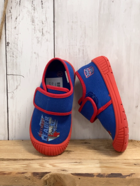   Hausschuhe  Gr. 24  blau roter Bund Schrift 